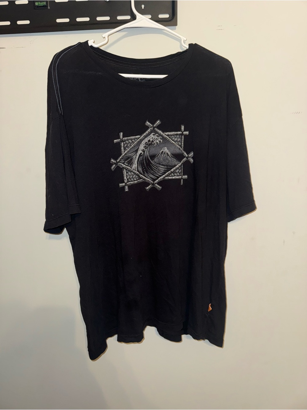 Men's Black Short-Sleeve Tee with Wave Graphic